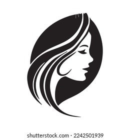 Vector logo design for beauty salon or hair salon or cosmetic design. Abstract Woman Portrait female silhouettes vector illustration