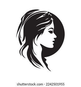 Vector logo design for beauty salon or hair salon or cosmetic design. Abstract Woman Portrait female silhouettes vector illustration