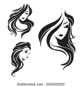 Vector logo design for beauty salon or hair salon or cosmetic design. Face Woman portret minimalistic style