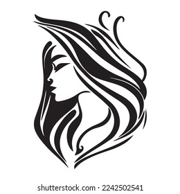 Vektor Logo Design für Schönheitssalon oder Friseur oder kosmetisches Design. Abstraktes Frauenfacettenkonzept, Vektorgrafik