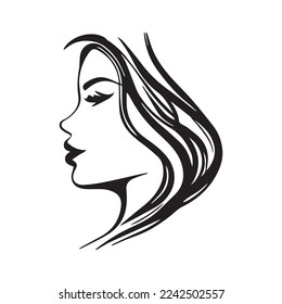 Vector logo design for beauty salon or hair salon or cosmetic design. Abstract Woman Face line concept vector illustration