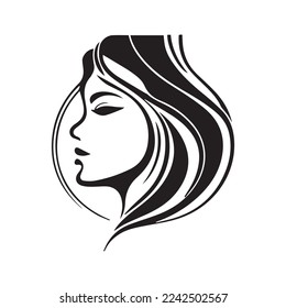 Vector logo design for beauty salon or hair salon or cosmetic design. Abstract Woman Face line concept vector illustration