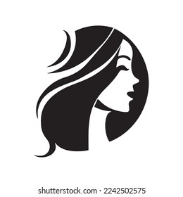 Vector logo design for beauty salon or hair salon or cosmetic design. Abstract Woman Face line concept vector illustration