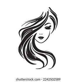 Vector logo design for beauty salon or hair salon or cosmetic design. Abstract Woman Face line concept vector illustration