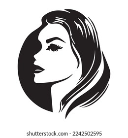 Diseño de logotipo vectorial para salón de belleza o peluquería o diseño cosmético. Cara de línea para el concepto de moda belleza ilustración vectorial minimalista