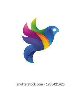 Vector Logo Design Birds Flying with gradient colorful