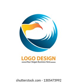 Vector logo design blue bird and circle style. Editable file in eps.10. Creative, simple and easy to use.