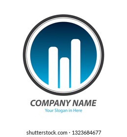 Vector logo design blue color in the circle. Creative graphic template in eps.10 easy to use