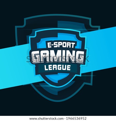 Vector logo design of blue shield and e sport style. This logo is ideal for e sport league, e sport chapionship, etc.