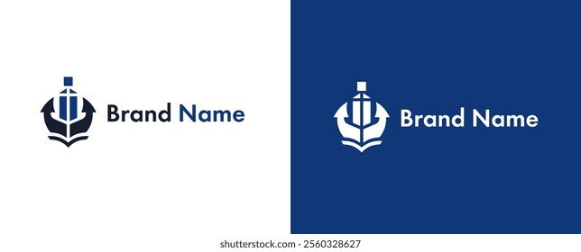 Vector logo design for boat company, fishermen. Simple and modern design