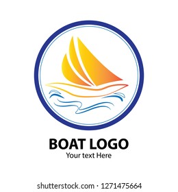 Vector logo design. Boat and sea the simple graphic template editable file in eps.10