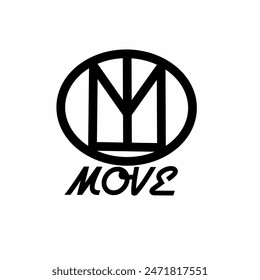 Vector logo design with brown color as background of a word ' MOVE '.