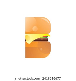 vector logo design for a burger that is charming, shiny and tempting, the design is made to attract attention, suitable for a modern style burger restaurant or bakery