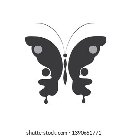 Vector logo design the Butterfly black color in eps.10