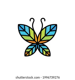 Vector Logo Design of Butterfly in colorful colors. Abstract, emblem, design concept, logo, logotype, element, template