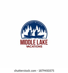 Vector logo design for canoe tour on the lake.