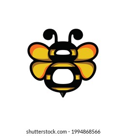 Vector Logo Design Cartoon Character Combination Bee and Number Eight