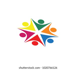 vector logo design for children schooling, community organization, sport competition, partnership solidarity family, leadership cooperation, child adoption orphanage, training camp.