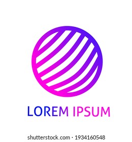 Vector logo design of circle or globe concept with contour line colored pink and gradient purple. For your business design. 
