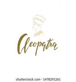 Vector logo design Cleopatra.Hand sketched lettering typography.