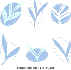 Diseño de logotipo vectorial para plantas de café o estilos de hoja en azul