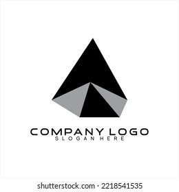 Vector logo design of a collection of triangles forming a pyramid.