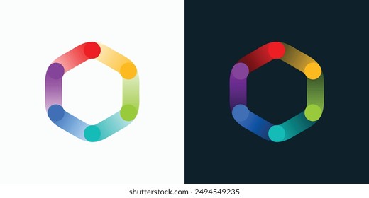 Diseño de logotipo de Vector con una combinación de colores de forma de paleta de color hexagonal redondeado con un estilo moderno, simple, limpio y abstracto.