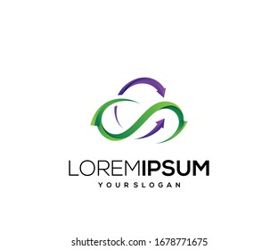 Diseño del logotipo del vector nube de color