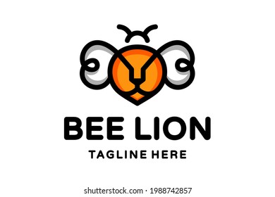 Vector Logo Design Combination Bee and Lion