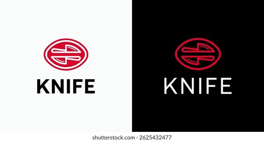 Vector logo design combination of cutting board and knife shape with modern, simple, clean and abstract style. Icon for business, cooking and personal branding.