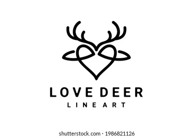 Vector logo Design Combination Deer and Love with line art style