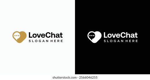 Vector logo design combination of heart shape and speech bubble with modern, simple, clean and abstract style. Icon for business, dating, online apps and personal branding.