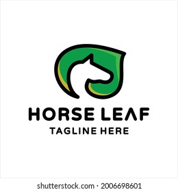 Vector Logo Design Combination Horse And Leaf