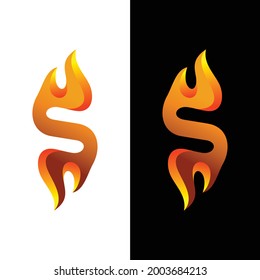 Vector logo Design Combination Initial Letter S With Fire