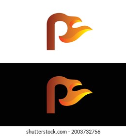 Vector logo Design Combination Initial Letter P  With Fire