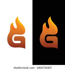Vector logo Design Combination Initial Letter G With Fire