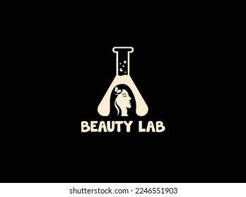 vector logo design combination of lab bottle and woman with minimalism concept perfect for skincare business symbol