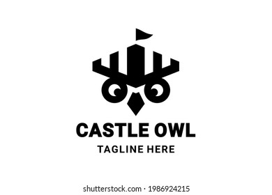 Vector logo Design Combination Owl and castle