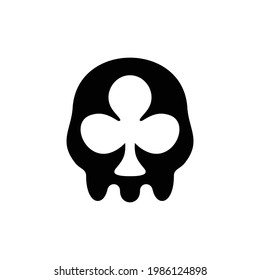 Vector Logo Design Combination Skull And leaf curly poker