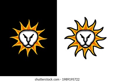 Vector Logo Design Combination Sun And Lion