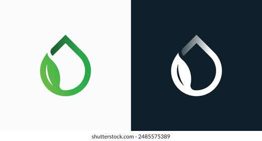 Diseño de logo de Vector que combina gota de agua y Formas de hojas con un estilo moderno, simple, limpio y abstracto.