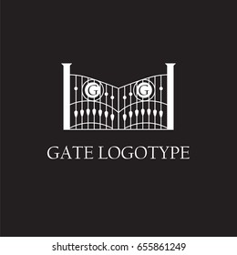 Vector logo design for company with gate illustration and place for monogram letters, Business Card Template, icon design