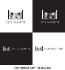 Vector logo design for company with gate illustration and place for monogram letters, Business Card Template, icon design