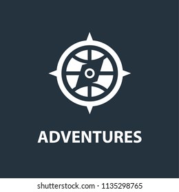 vector logo design of compass adventure for outdoor, travel, tour, navigation, and exploration