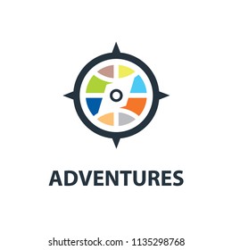 vector logo design of compass adventure for outdoor, travel, tour, navigation, and exploration