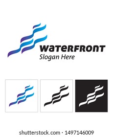 Vector Logo Design (Concept) for Waterfront Estate, property, Building, Apartment, Architecture.