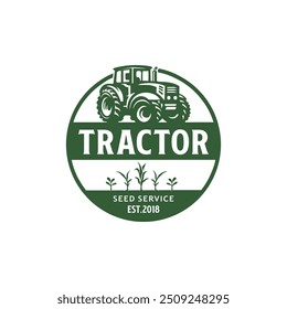 vector logo design of corn plantation tractor. logo inspiration