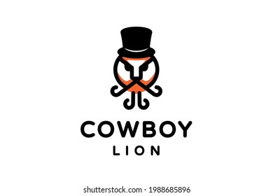 Vector Logo Design cowboy lion in white background
