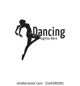 Vector logo design of dancing woman silhouette, dancing illustration