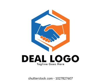 vector logo design of deal handshake sign meaning of friendship, partnership cooperation, business teamwork and trust